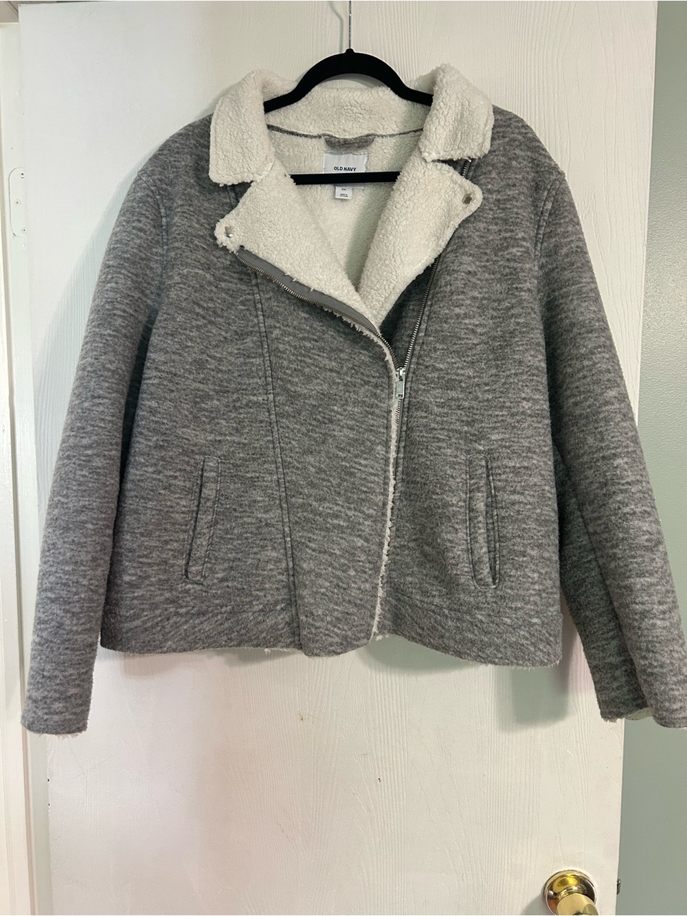 Old Navy Gray Sherpa-Lined Jacket with White Collar